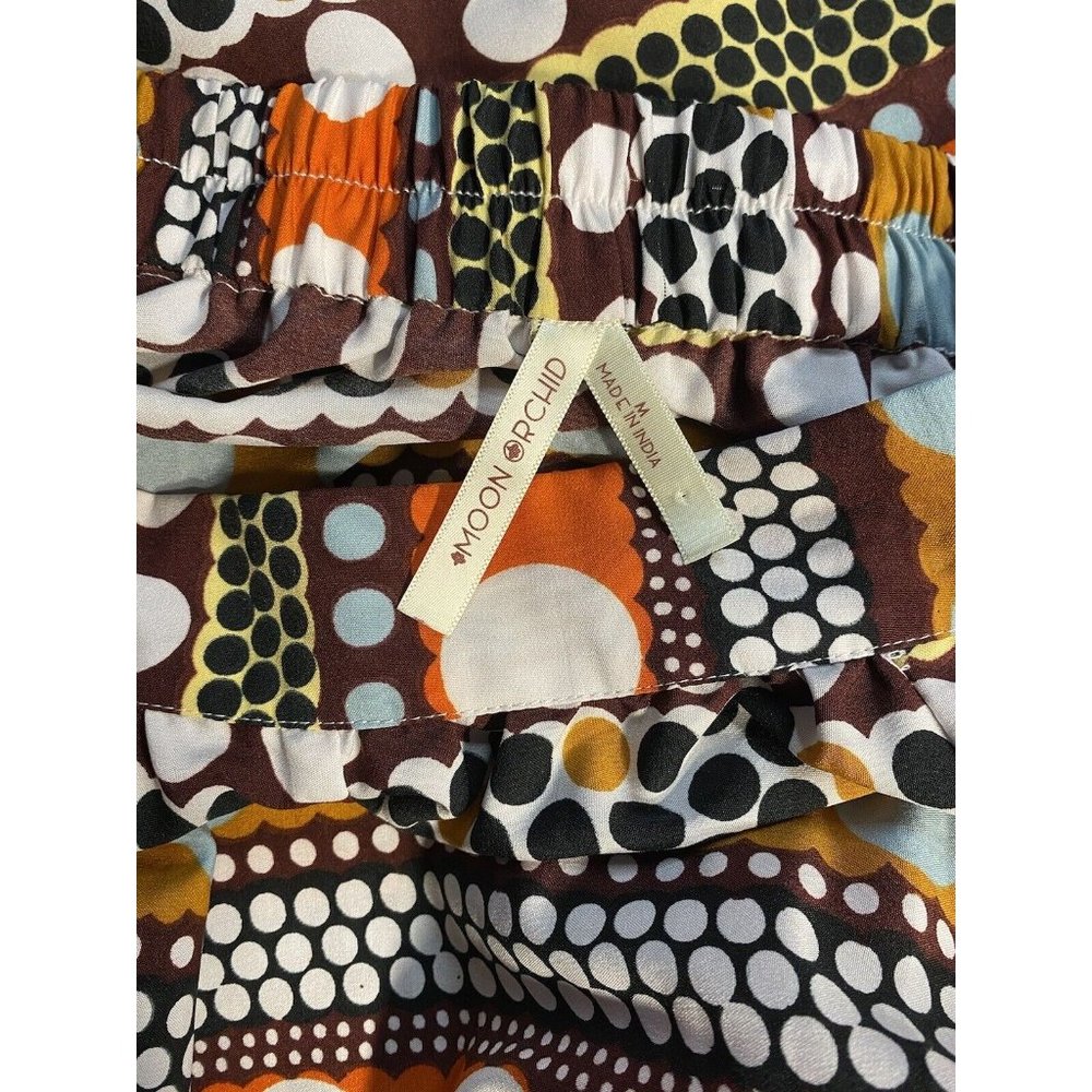 Moon Orchard Maxi Skirt Pockets Size M Polka Dot Multi Colors Flowy Lightweight - Picture 4 of 9